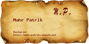 Mahr Patrik névjegykártya